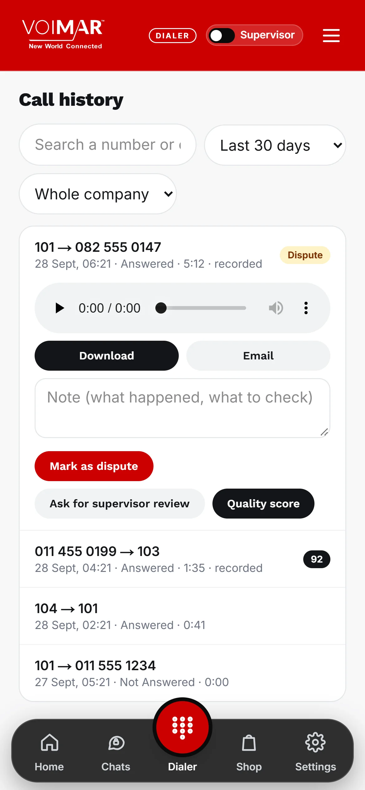 Voimar Dialer - History & recordings