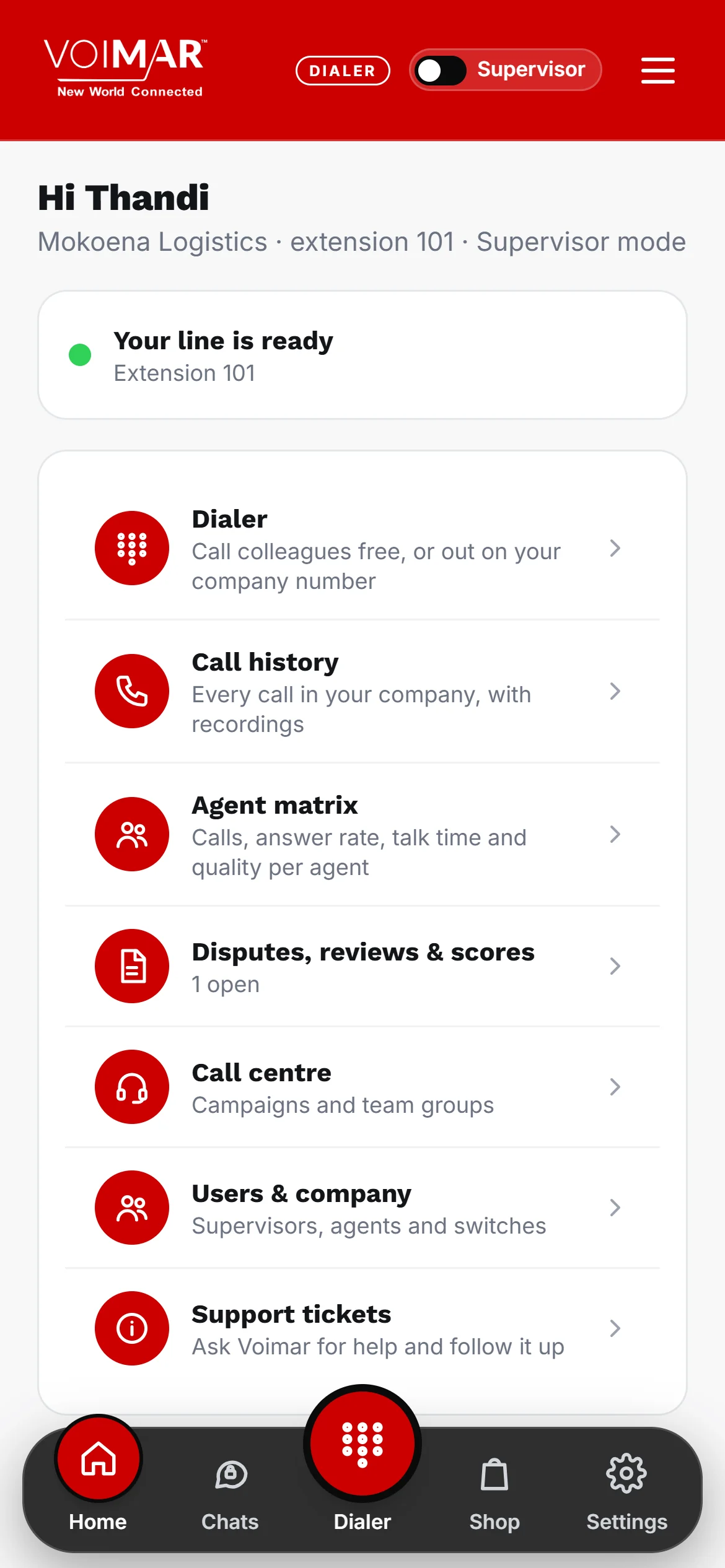 Voimar Dialer - Home (supervisor)
